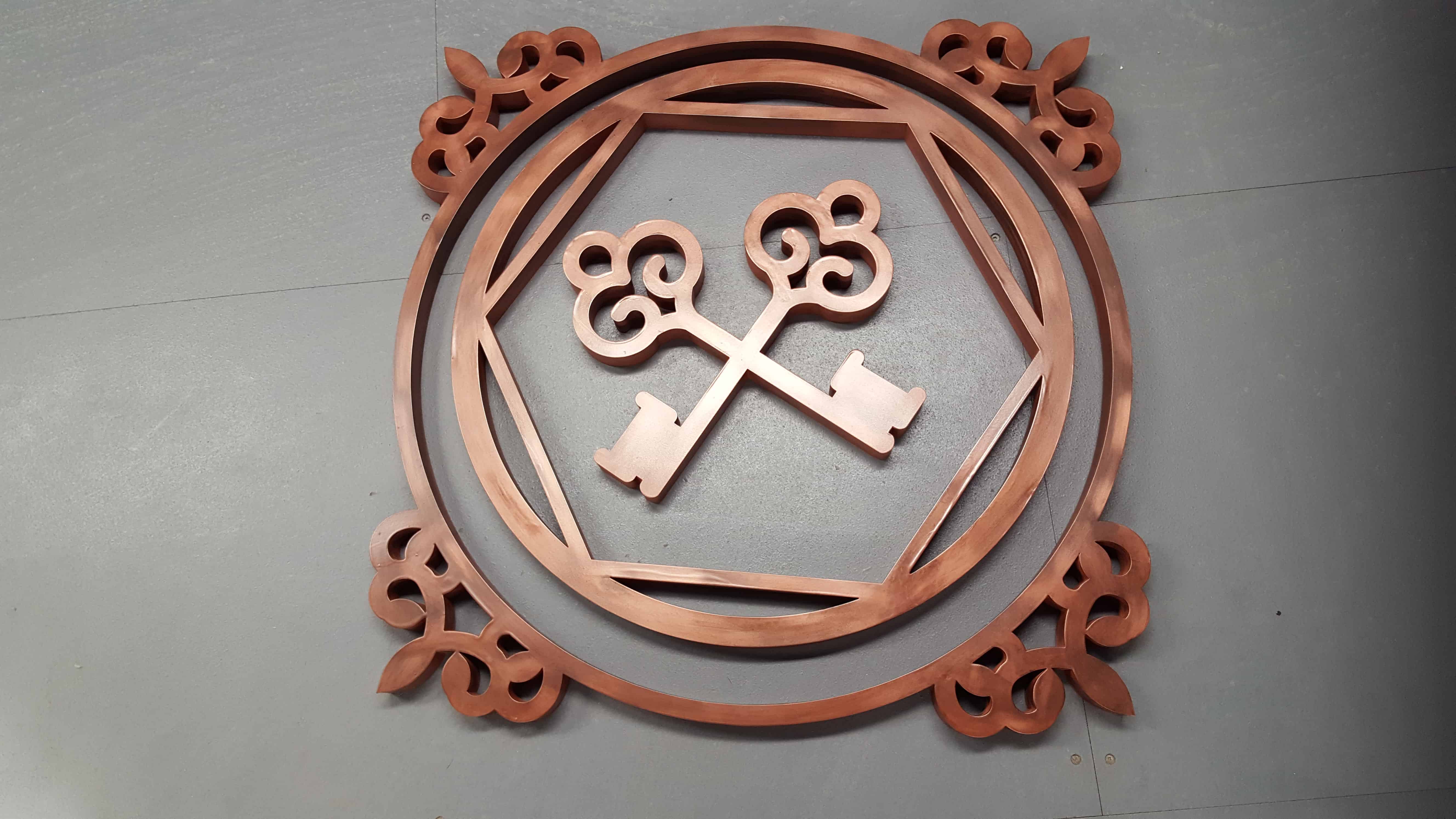 Copper Verometal Coated and Finished Design by One to One Engravers